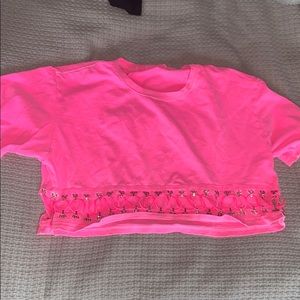 Emma & Sam cropped neon pink top
